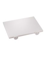 Tagliere bianco in HDPE con fermi, spigoli e bordi raccordati