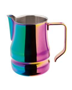 Cappuccino and latte art jug Évolution - rainbow stainless steel 18/10