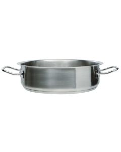 Shallow casserole with 2 handles and induction bottom - stainless steel 18/10