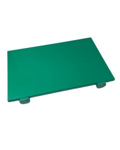 Tagliere verde in HDPE con fermi, spigoli e bordi raccordati