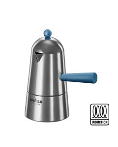 Espresso coffee maker Carmencita POP with blue handle and knob - Aluminium