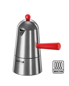 Espresso coffee maker Carmencita POP with red handle and knob - Aluminium