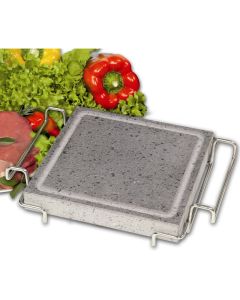 Convivio square Volcanic Cooking Stone with 18/10 stainless steel support cm 21x21