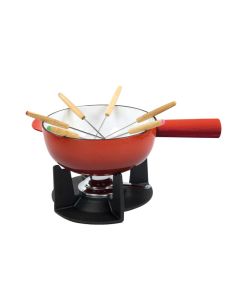 Cheese fondue set - 9 piece set - "Linea Normandie" - Enamelled cast-iron