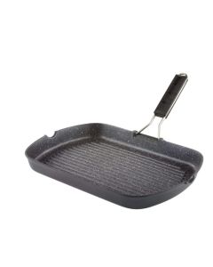 Rectangular grill pan Dietigrill Marmorella - die cast aluminium with three layer non-stick coating cm 25x35