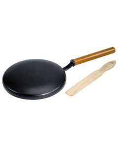 Crepe pan with wooden spatula - die cast aluminium
