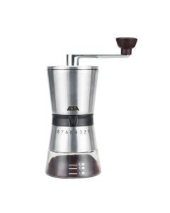 Manual coffee grinder - stainless steel and borosilicate glass