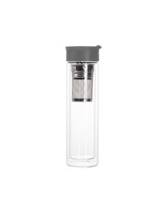 Double wall bottle with infuser - Borosilicate glass and stainless steel 18/10