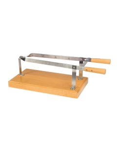 Ham holder with wooden base - stainless steel 18/10