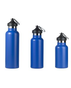 Thermos flask with snap-hook and cover blue finish - stainless steel 18/10 cl 35