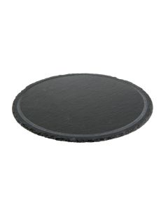 Round natural slate tray with groove Ø cm 33