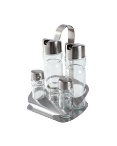 Table cruet stand 5 piece set - stainless steel cm 12,5x13,5