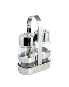 Salt and pepper cruet 2 piece set - stainless steel cm 4x7,5
