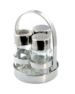 Salt, pepper and toothpick cruet 3 piece set - stainless steel Ø cm 8