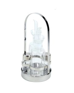 4 piece oil cruet stand with all the cruet bottles included - stainless steel Ø cm 12