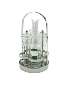 4 piece oil cruet stand included salt mill with ceramic grinder and pepper mill