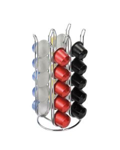 Coffee capsule stand for 20 NESPRESSO® capsules - chromed steel Ø cm 9,5 h cm 19,5