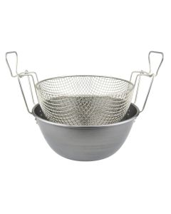 Deep fryer with basket - Polished carbon steel Ø cm 26