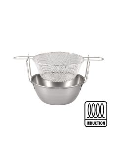 Deep fryer with basket - polished carbon steel