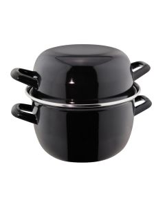 Mussel pot with lid - porcelain-enamelled carbon steel Ø cm 18 h cm 12 L 2,5