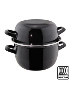 Mussel pot with lid - porcelain-enamelled carbon steel