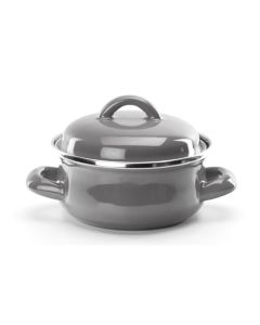 Mini grey casserole Monoporzioni with lid and 2 handles - porcelain-enamelled carbon steel cl 40
