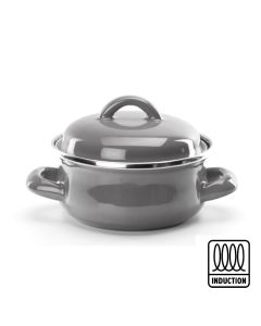 Mini grey casserole Monoporzioni - porcelain-enamelled carbon steel