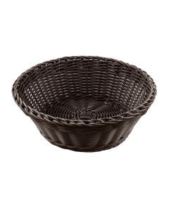 Round synthetic wengè rattan bread basket - polypropylene solid section wires Ø cm 20 h cm 8