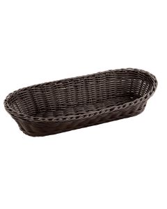 Oval synthetic wengè rattan bread basket - polypropylene solid section wires cm 23x17