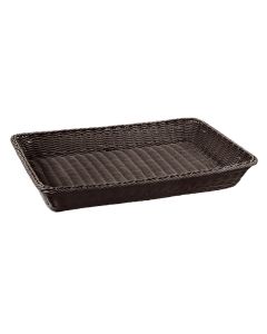 GN 1/1 rectangular synthetic wengè rattan bread basket - polypropylene solid section wires cm 53x32,5