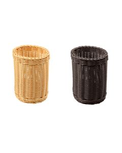 Synthetic rattan bread-stick/cutlery basket - polypropylene wires