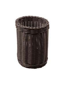 Synthetic wengè rattan bread-stick/cutlery basket - polypropylene solid section wires Ø cm 12 h cm 15