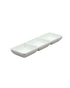 Square sauce dish with 2 compartments Oriental Series - black melamine cm 22x7