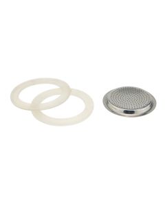 Set of two gaskets and one filter for ILSA coffee makers Art. 88, 91L, 91S, 92, 92N, 518.00, 4 cups - silcone and stainless steel